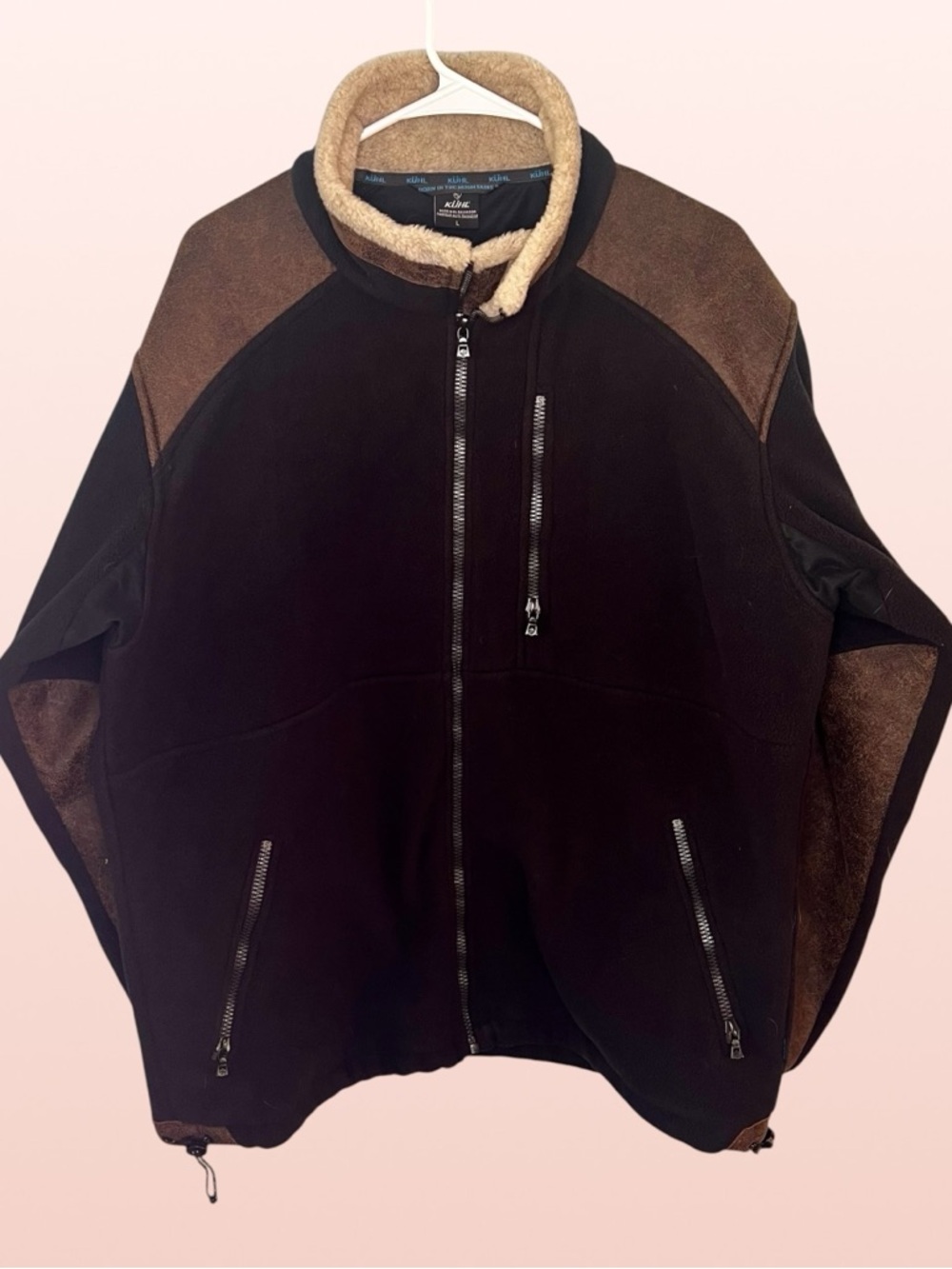 Men's KÜHL Alpenwurx Full Zip fleece jacket, Black and Brown, Size Large